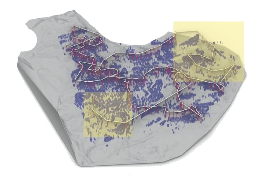 Three dimensional terrain model with proposed bus routes and stops